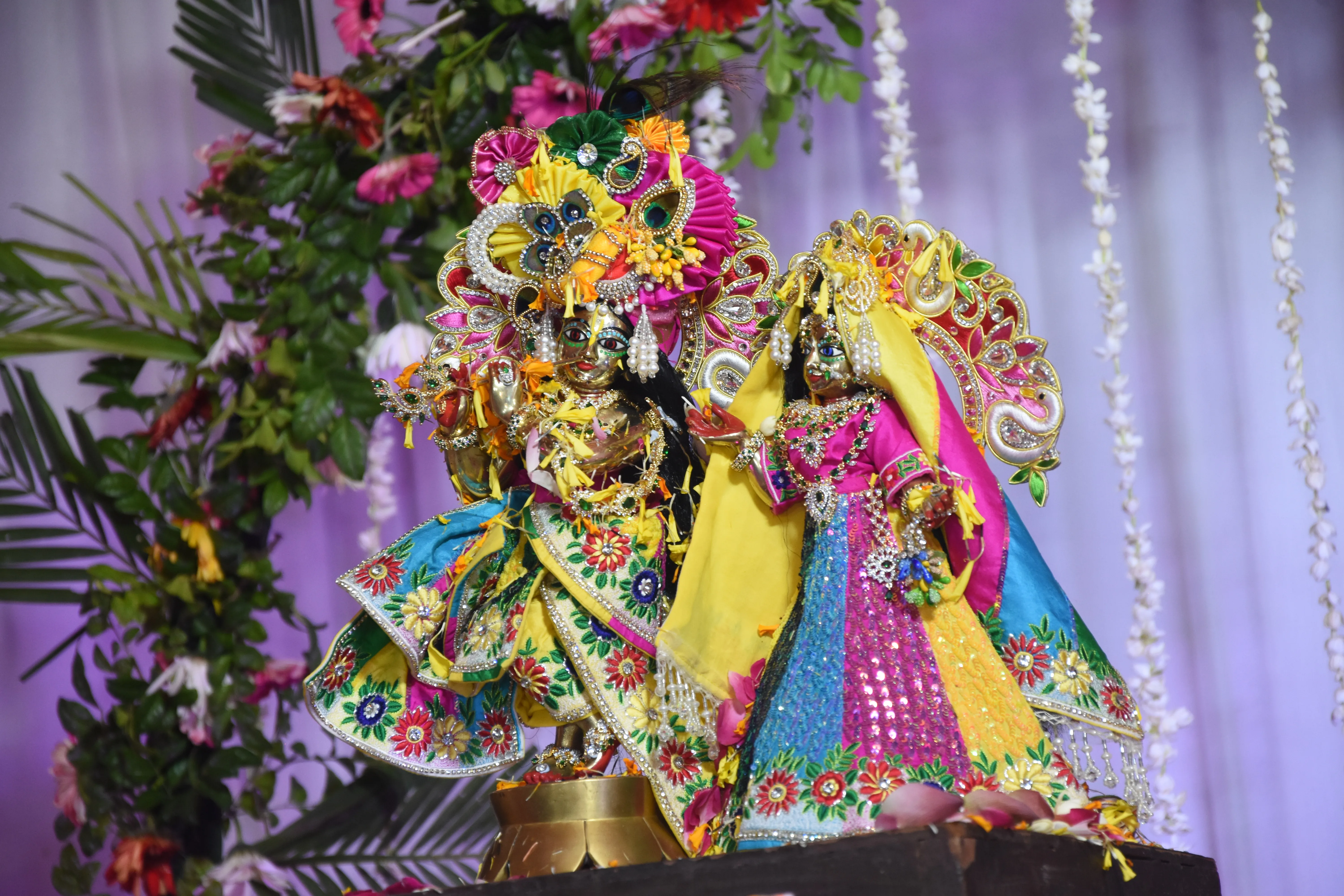 Maha Abhishek of the Deities with milk and ghee